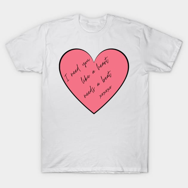 I Need You Like A Heart Needs A Beat. Punny Valentine s Day Quote